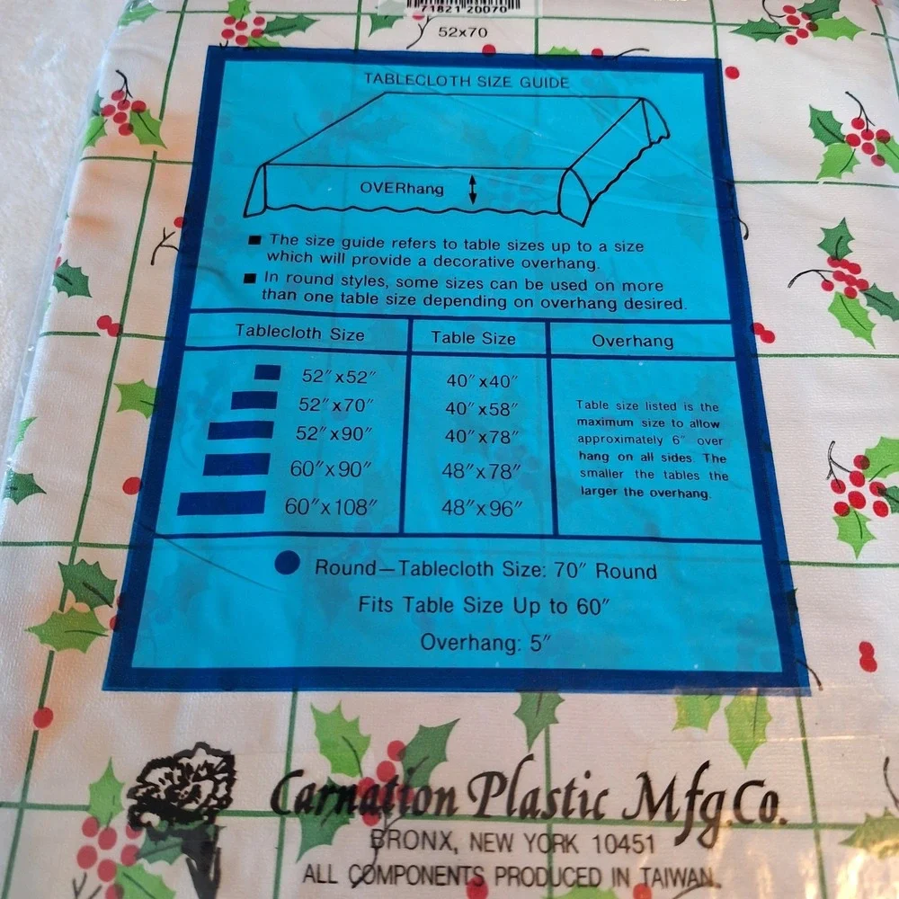 Vintage Christmas Vinyl Flannelback Tablecloth Set of 2 52